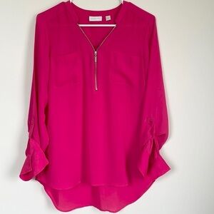 New York & Company pink blouse with zipper